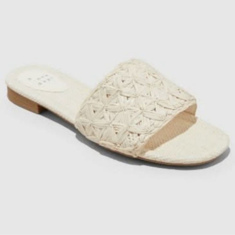 A NEW DAY Ariella Woven Raffia Slide Sandals With Memory Foam size various